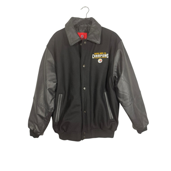 Pittsburgh Steelers Mens Size M Super Bowl XL Champions Wool Leather Jacket